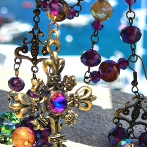 Crucifix necklace set with matching earrings